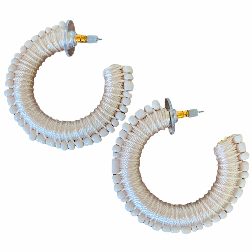 Fabric Hoop Beaded Earrings